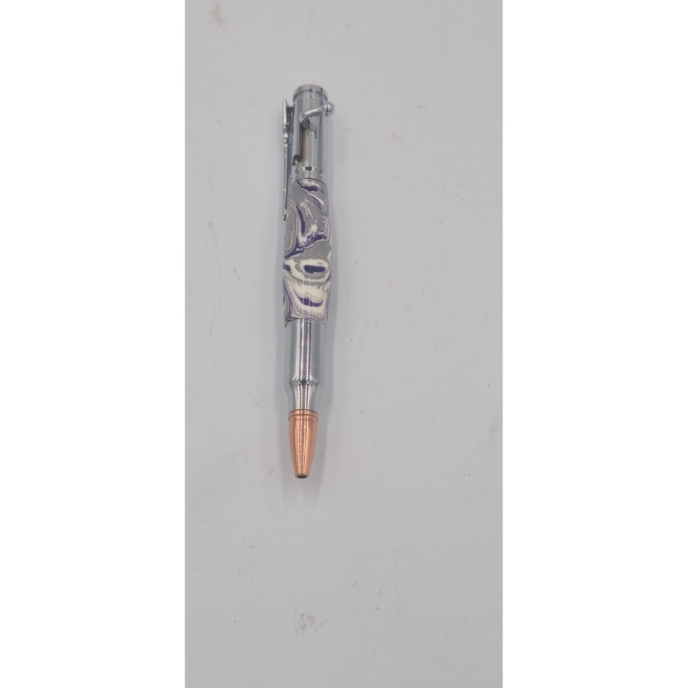 Handmade .30 Caliber Bolt Action Bullet Pen - Custom Acrylic Swirl